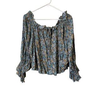 Elam rayon floral off the shoulder long sleeved flowy top rayon